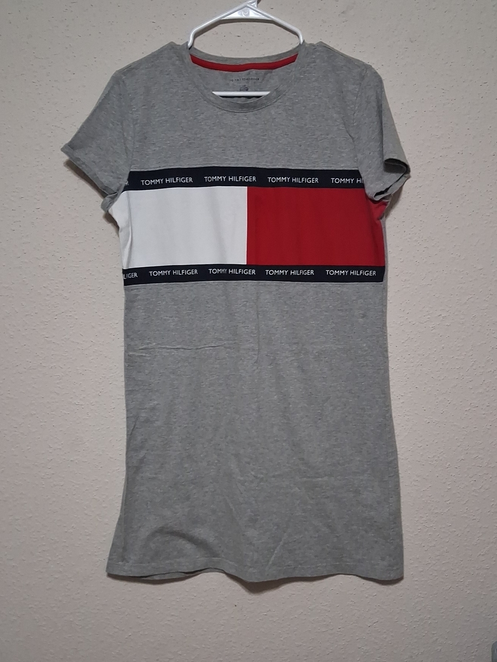 Tommy Hilfiger Grey Midi Dress with Red & White Colorblock